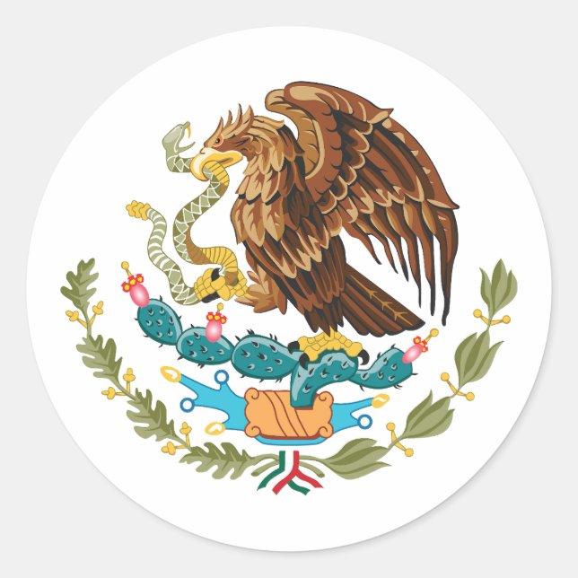 Mexico country coat arms symbol emblem eagle classic round sticker (Front)