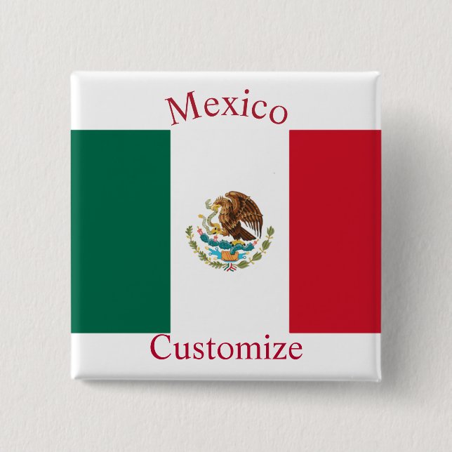 Mexico Country Flag Thunder_Cove 2 Inch Square Button (Front)