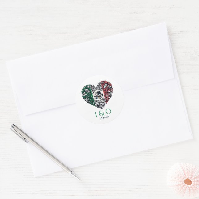 Mexico Couple Wedding Classic Round Sticker (Envelope)