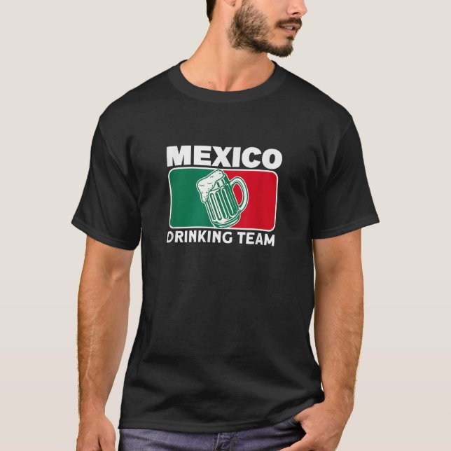 Mexico Drinking Team Funny Drinking Beer Lover Bee T-Shirt (Front)