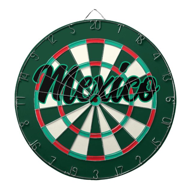 MEXICO editable Black text on Dark Green Red White Dartboard (Front)
