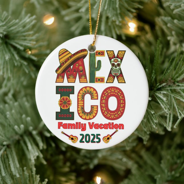 Mexico Family Vacation  Sun, Fun & Memories Ceramic Ornament (Tree)