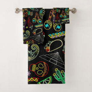 Mexico Fiesta Pattern  Bath Towel Set