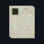 Mexico Fiesta Pattern  Letterhead<br><div class="desc">Joyful and Colourful Line Art Mexico Fiesta Pattern,  composed by Typical Elements like sugar skulls,  maracas,  inca warrior,  aztec warrior,  chilli pepper,  cactus,  pyramid,  lime,  tequila,  sombrero,  tacos,  a chameleon,  and some floral ethnic and decorative elements. Original Vector Art Copyright BluedarkArt.</div>