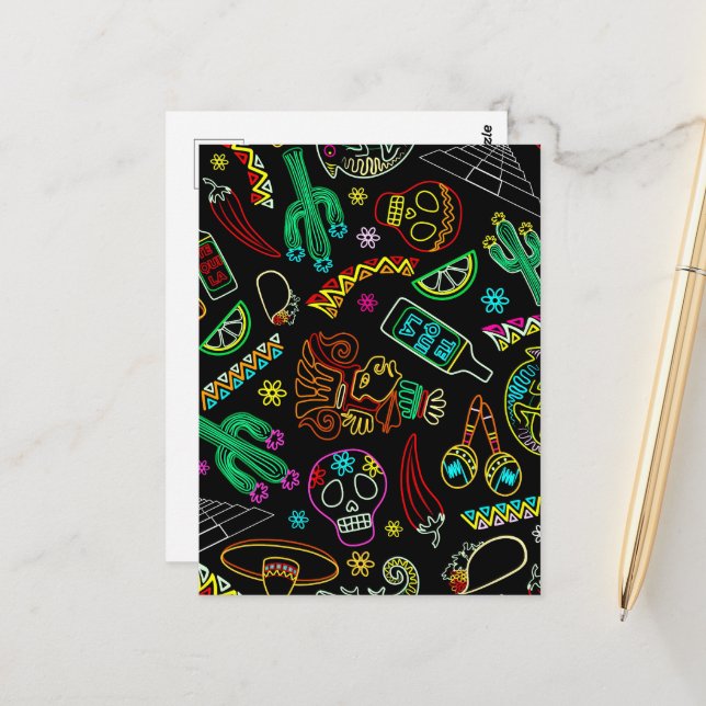 Mexico Fiesta Pattern  Postcard (Front/Back In Situ)