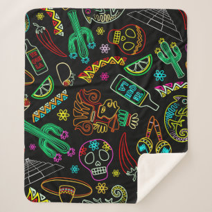 Mexico Fiesta Pattern Sherpa Blanket