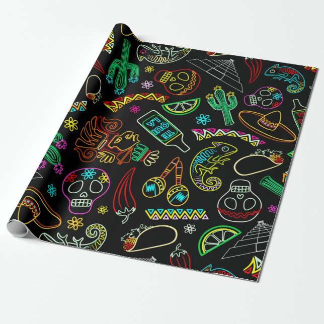 Mexico Fiesta Pattern  Wrapping Paper (Unrolled)