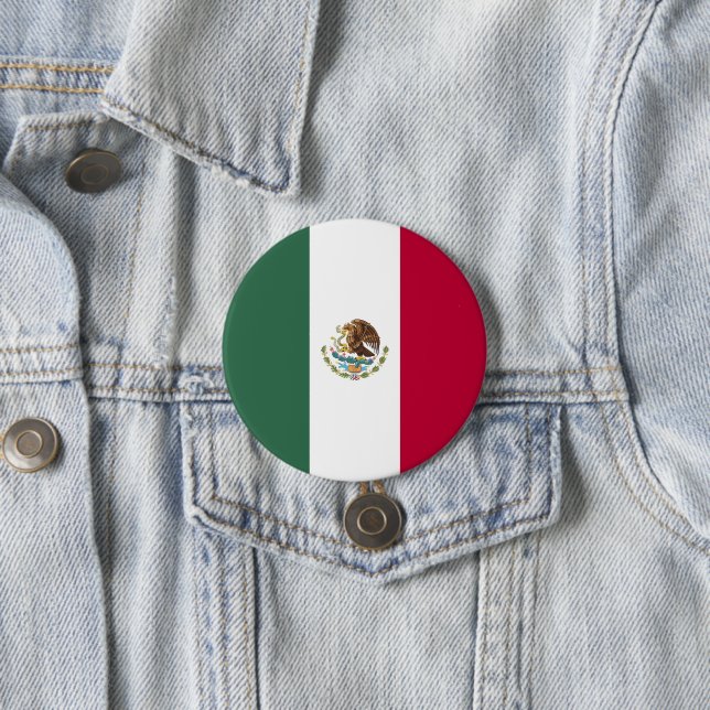 Mexico flag 3 inch round button (In Situ)