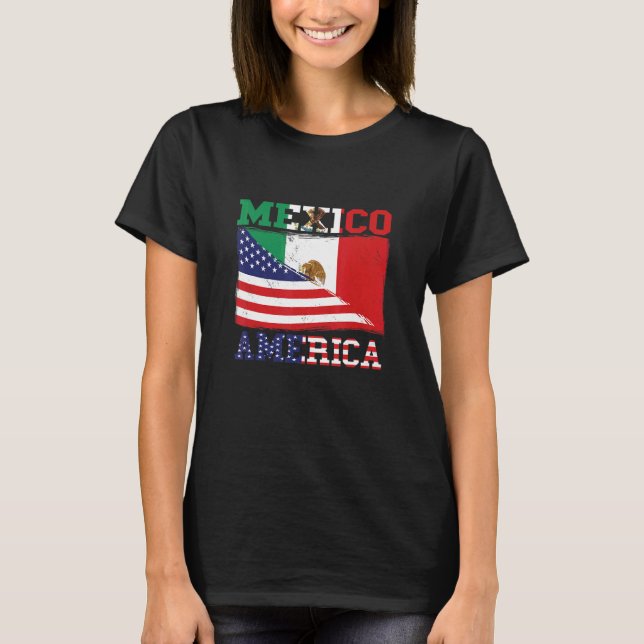 Mexico Flag American Flag Proud Mexican Roots Cinc T-Shirt (Front)