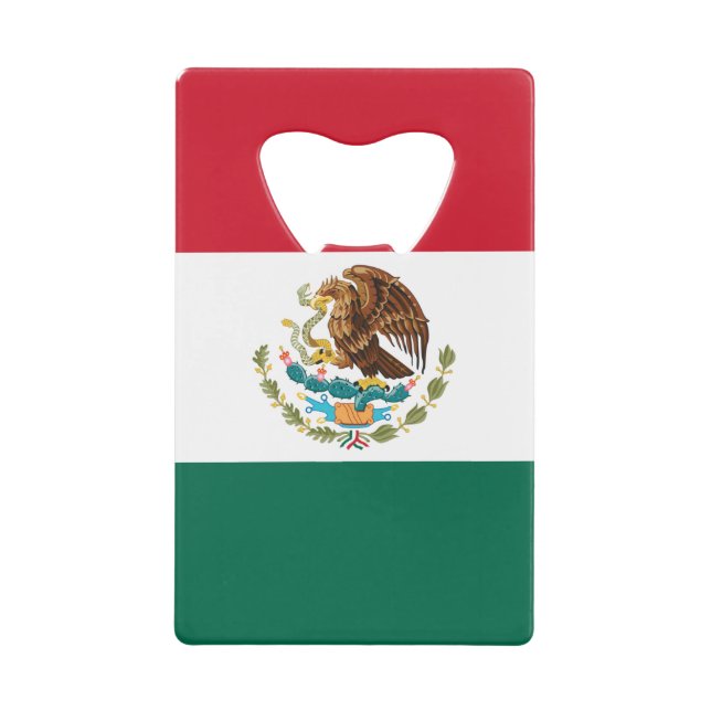 Mexico Flag, Bandera de Mexican Republic Credit Card Bottle Opener (Front)