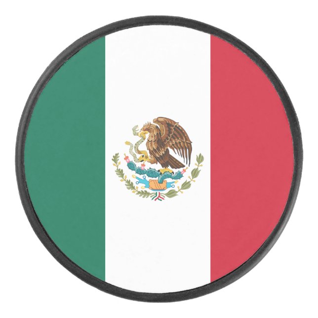 Mexico Flag, Bandera de Mexican Republic Hockey Puck (Front)