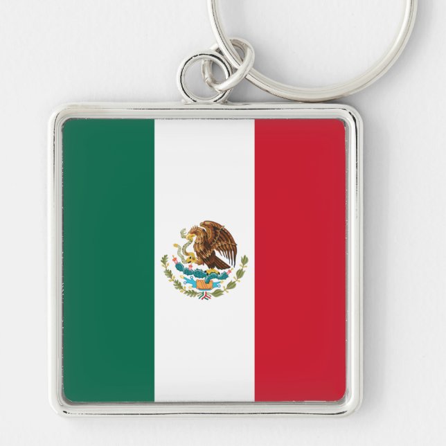 Mexico Flag, Bandera de Mexican Republic Keychain (Front)