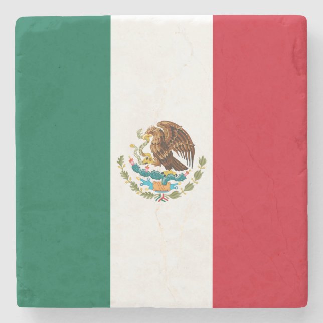 Mexico Flag, Bandera de Mexican Republic Stone Coaster (Front)