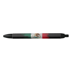 Mexico flag brush stroke, national flag black ink pen