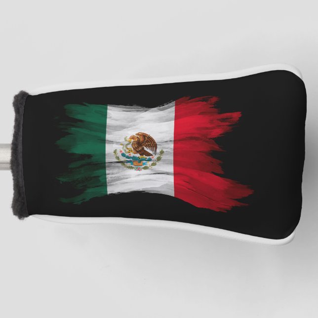 Mexico flag brush stroke, national flag golf head cover (Front)