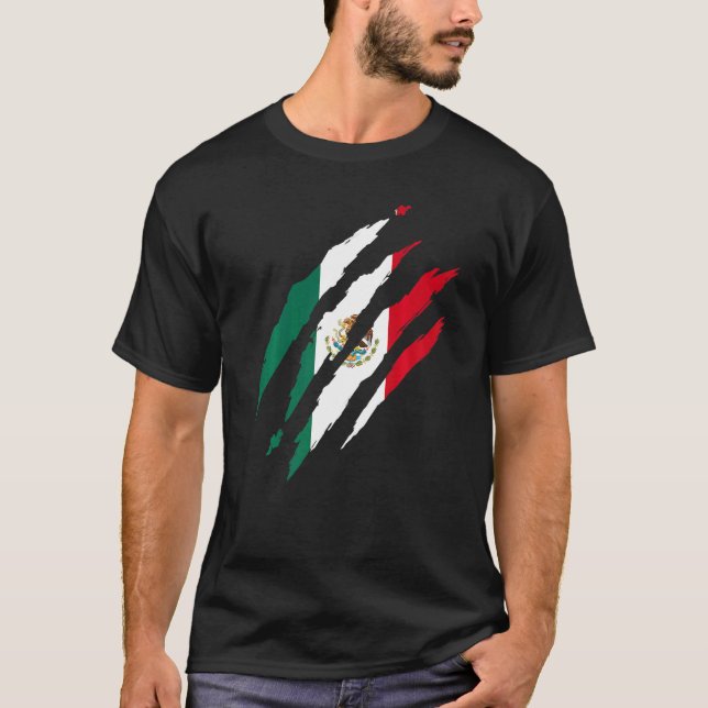 Mexico Flag Cat Scratch Mexico Flag T-Shirt (Front)