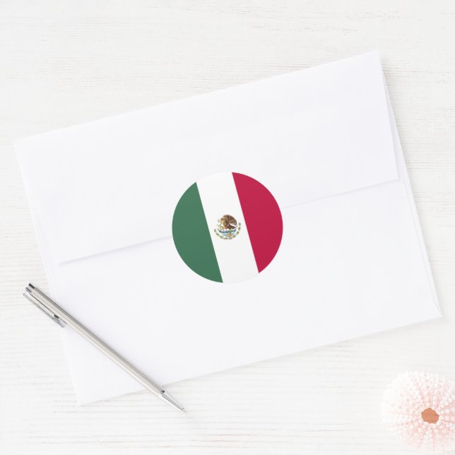 Mexico flag classic round sticker (Envelope)