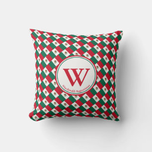 MEXICO FLAG Custom Monogram Add Your Name Throw Pillow