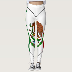 Mexico Flag Heart Leggings