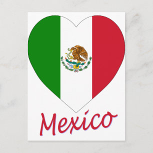 Mexico Flag Heart Postcard