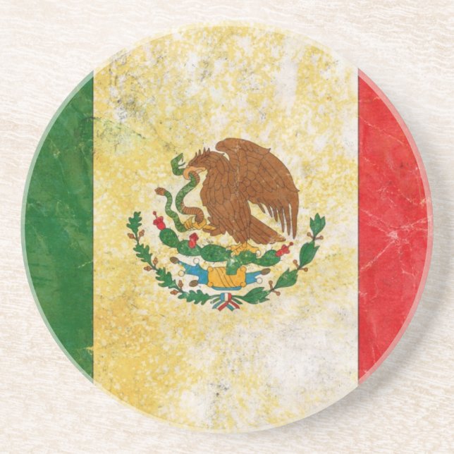 Mexico Flag in Grunge Coaster (Front)