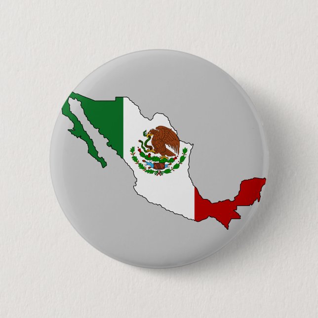 Mexico flag map 2 inch round button (Front)