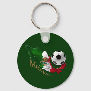 Mexico Flag Map Soccer fans Futbol gifts Keychain