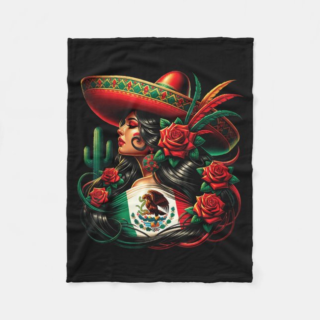 Mexico Flag Mexican Hispanic Siesta Pride Viva Fleece Blanket (Front)