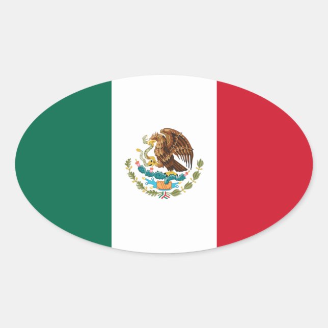 Mexico Flag Oval Sticker (Front)
