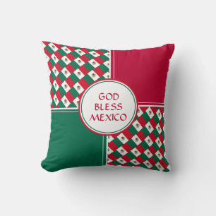 MEXICO FLAG Patriotic God Bless Throw Pillow