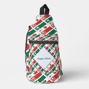 Mexico Flag Personalized Tiled  Sling Bag