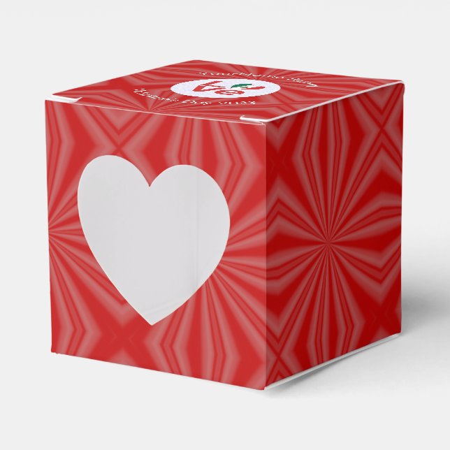Mexico Flag Red LOVE Personalized Favor Box (Front Side)