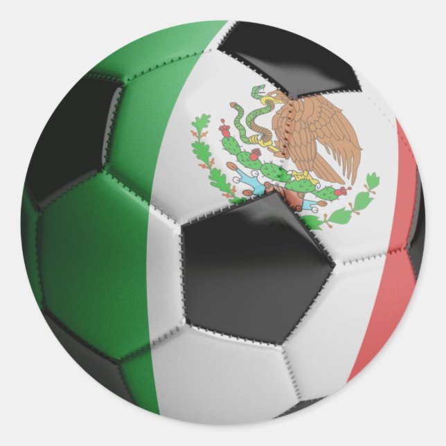 Mexico flag Soccer Ball Classic Round Sticker (Front)