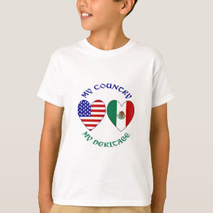 Mexico Flag USA Flag My Country My Heritage Kid's T-Shirt