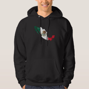 Mexico flag with Mexican map distressed Hoodie