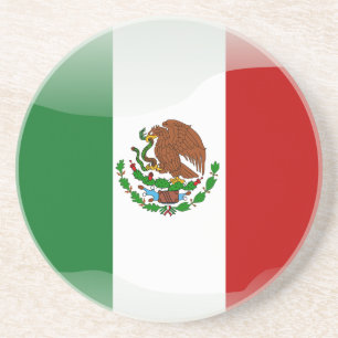 Mexico glossy flag coaster