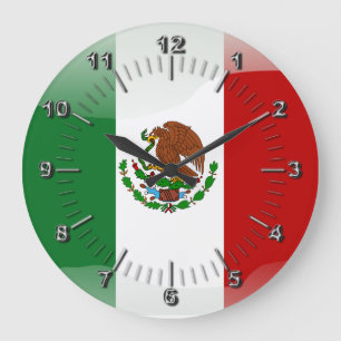 Mexico glossy flag large clock