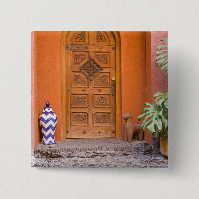 Mexico, Guanajuato state, San Miguel. Casa de la 2 Inch Square Button (Front)