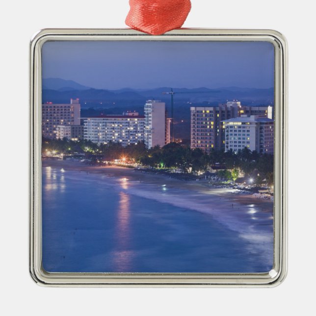 Mexico, Guerrero, Ixtapa. Ixtapa Hotels along Metal Ornament (Front)