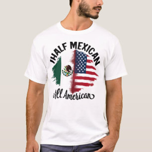 mexico half mexican american flag men women indepe T-Shirt