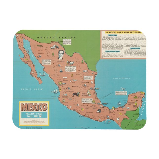 Mexico - Headline-Focus Wall Map Magnet (Horizontal)
