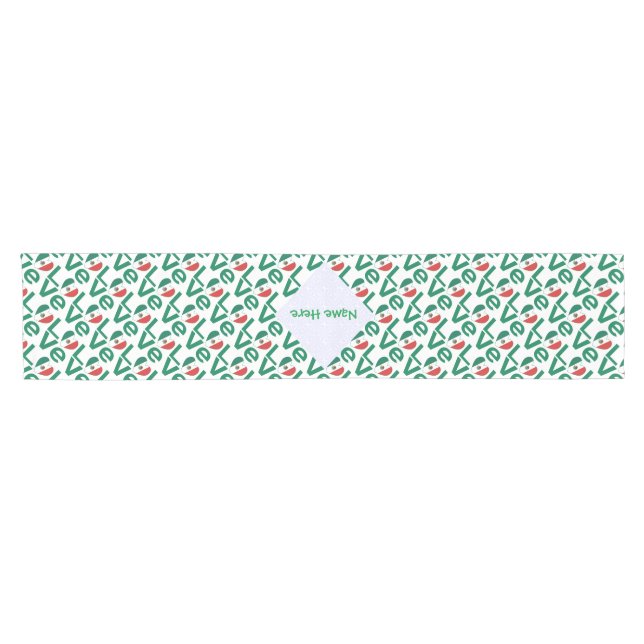 Mexico Heart Flag Green LOVE Short Table Runner (Horizontal)
