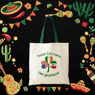 Mexico Ireland USA Shamrock Flag Personalized Tote Bag