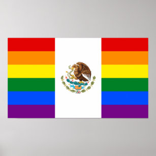 Mexico LGBT Gay Pride Rainbow Flag Poster.