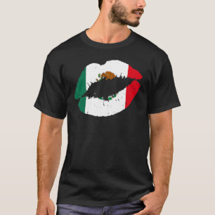 Mexico Lips Kiss Mexican Flag Pride Mexicana T-Shirt