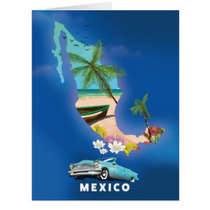 Mexico Map Illustration travel poster.