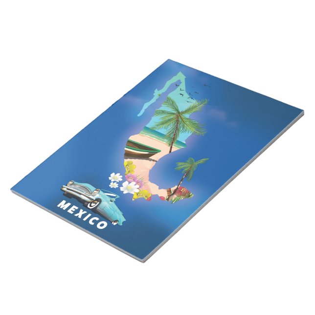 Mexico Map Illustration travel poster. Notepad (Angled)