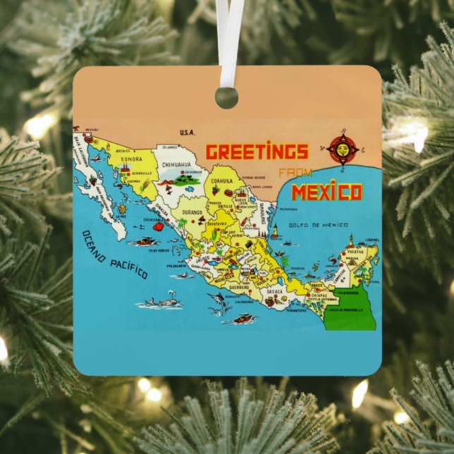 Mexico Map Metal Ornament (Insitu)