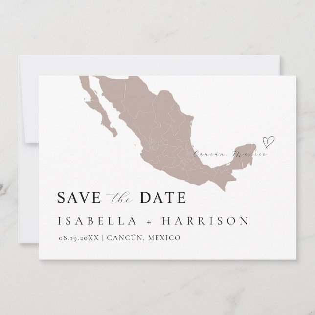 Mexico Map Save the Date Template (Front)