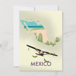 Mexico Map Travel poster Invitation